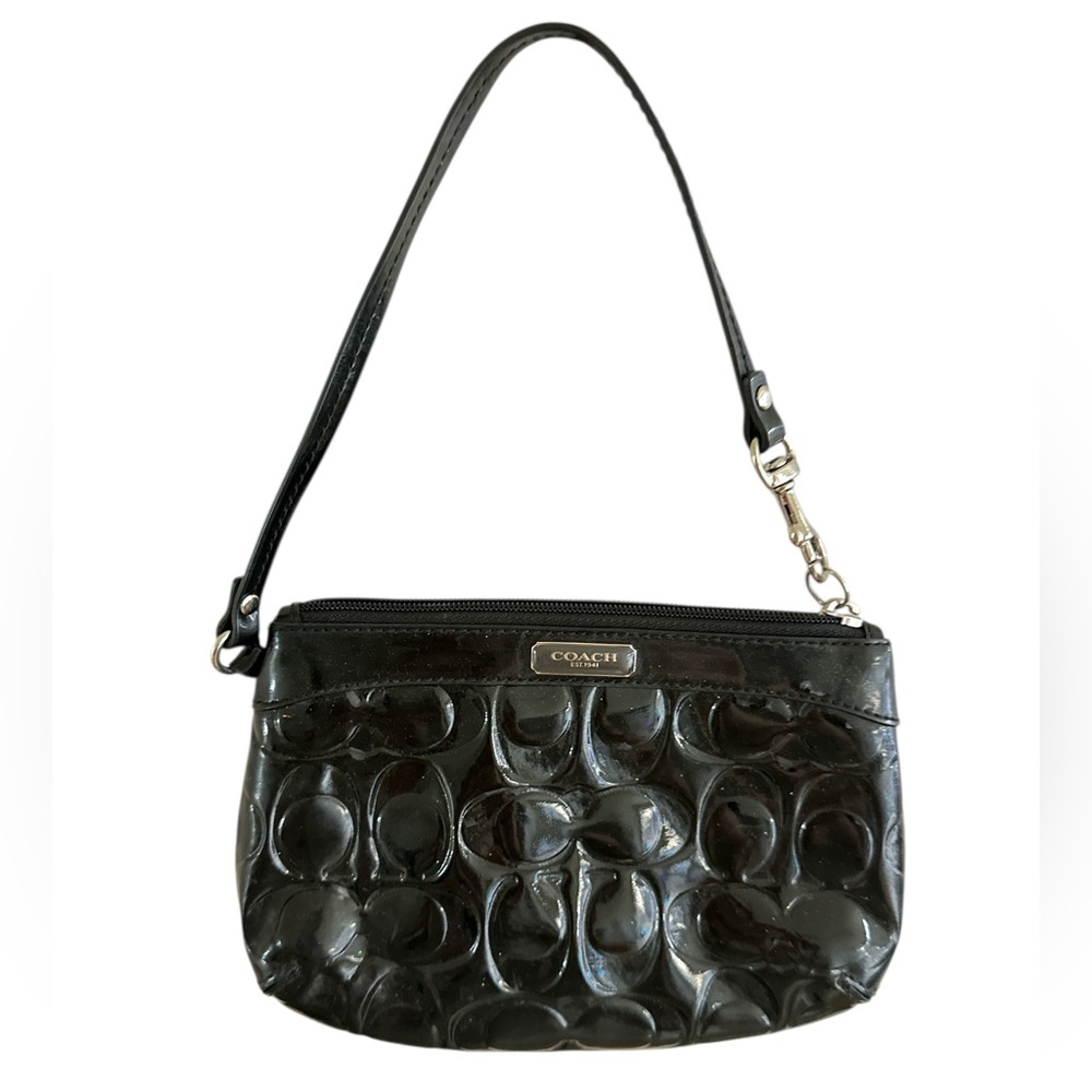 Coach Glossy Black Wristlet